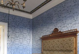 Restaurierung der Schablonenmalerei im Blauen Zimmer der Villa Seidl Ismaning